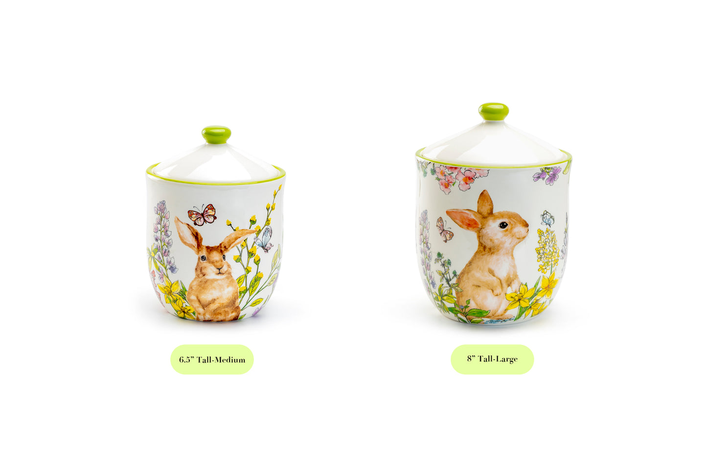 Spring Garden Bunny 8" Tall Large Size Canister