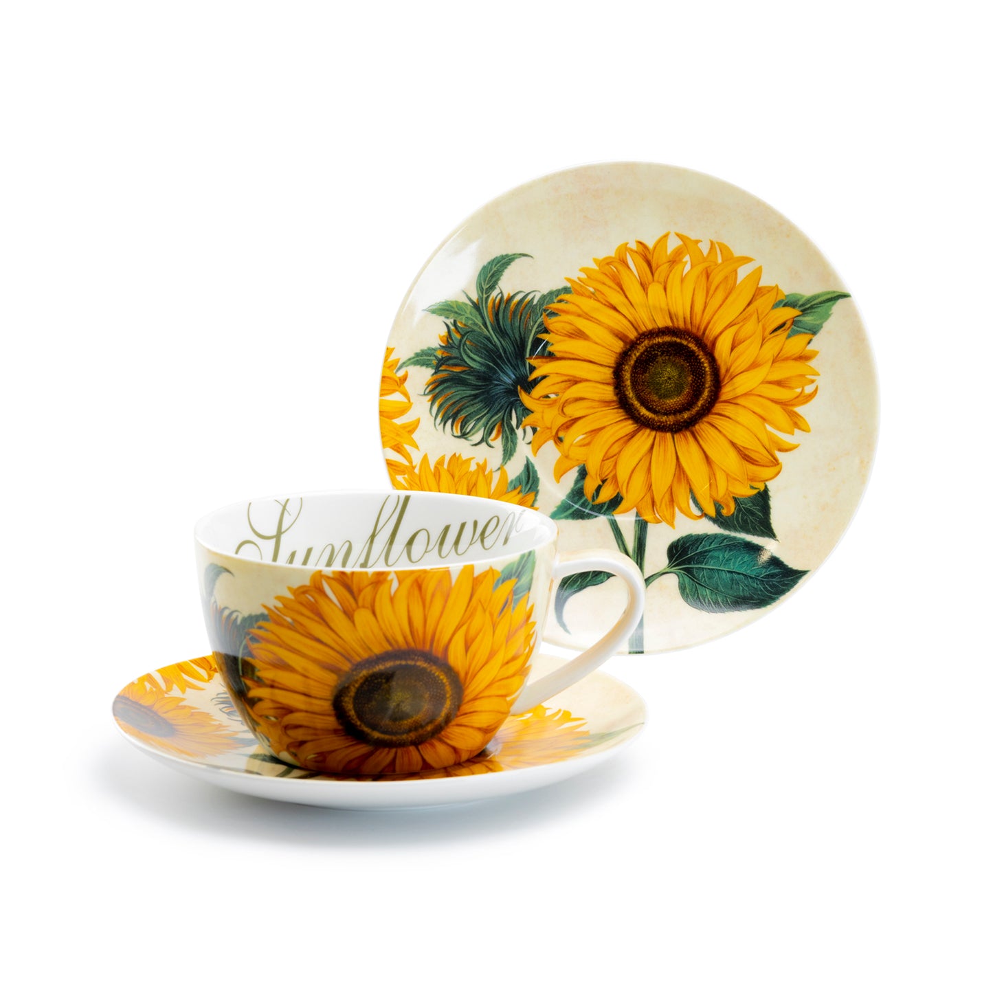 Sunflower Fine Porcelain Breakfast Jumbo Cup and Saucer