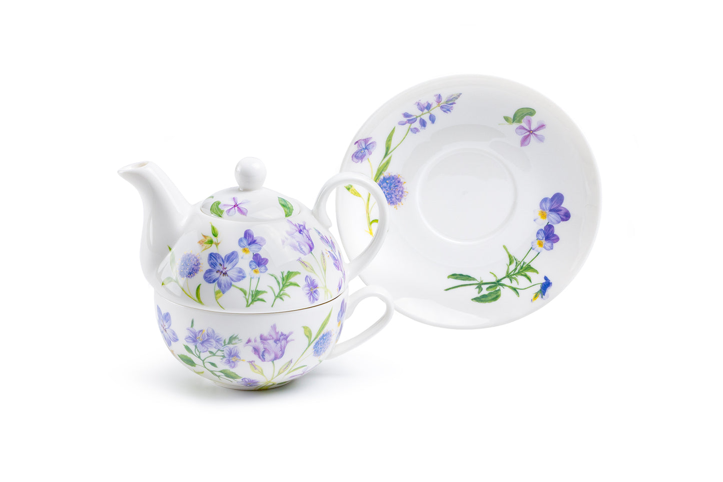 Purple Meadow Fine Porcelain Tea For One Set