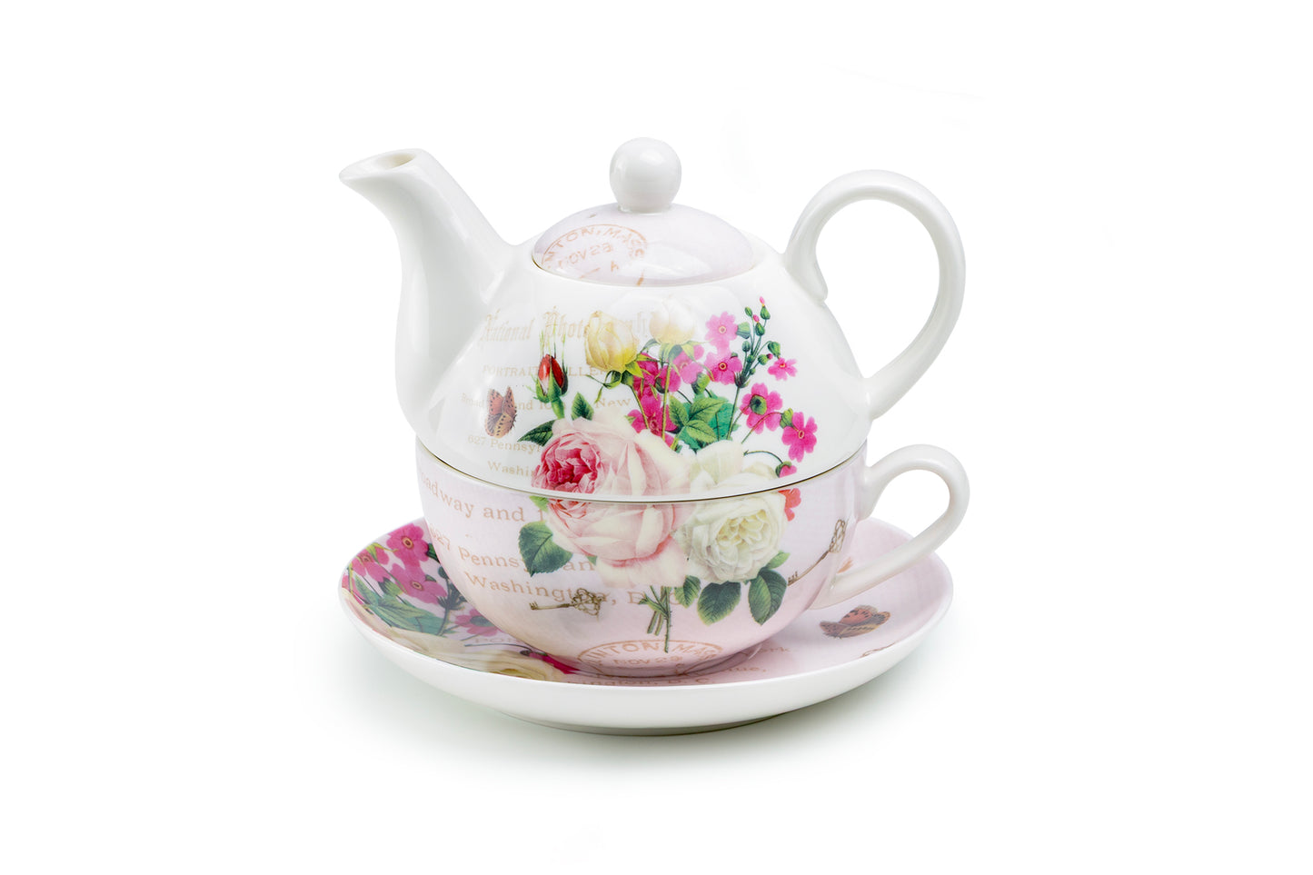 Liz's Rose Garden Fine Porcelain Tea For One Set