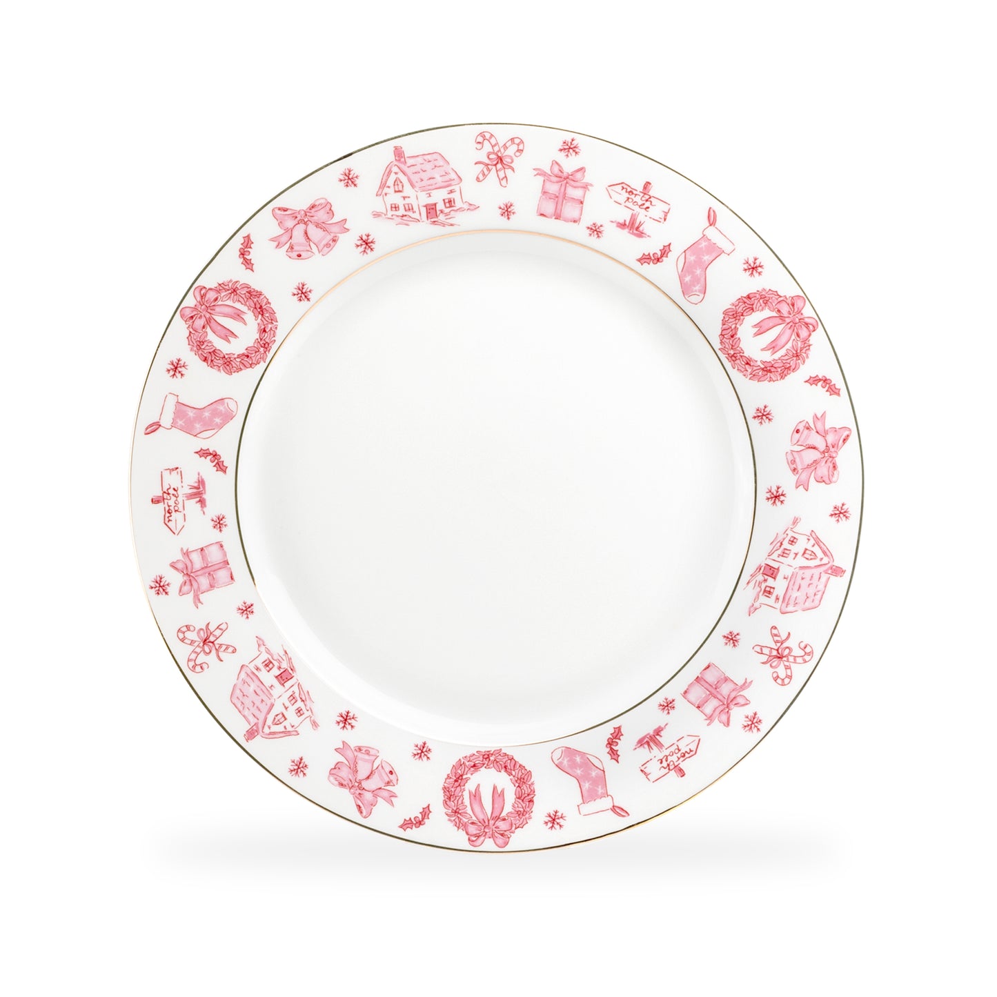 Christmas Pink Bow Fine Porcelain Dinner Plate