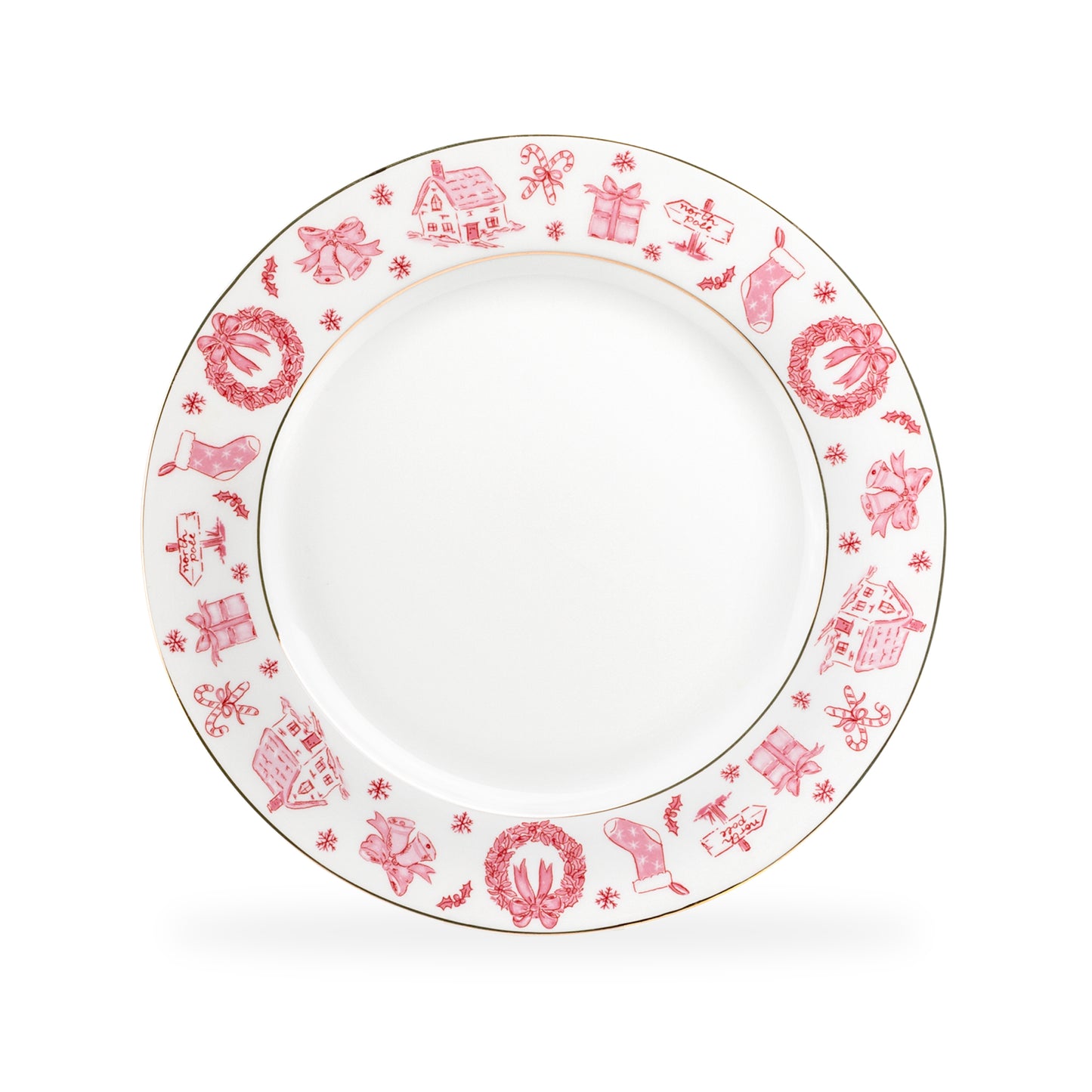 Christmas Pink Bow Fine Porcelain Dinner Plate