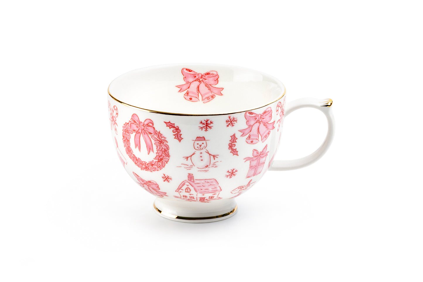 Christmas Pink Bow Fine Porcelain Latte Mug