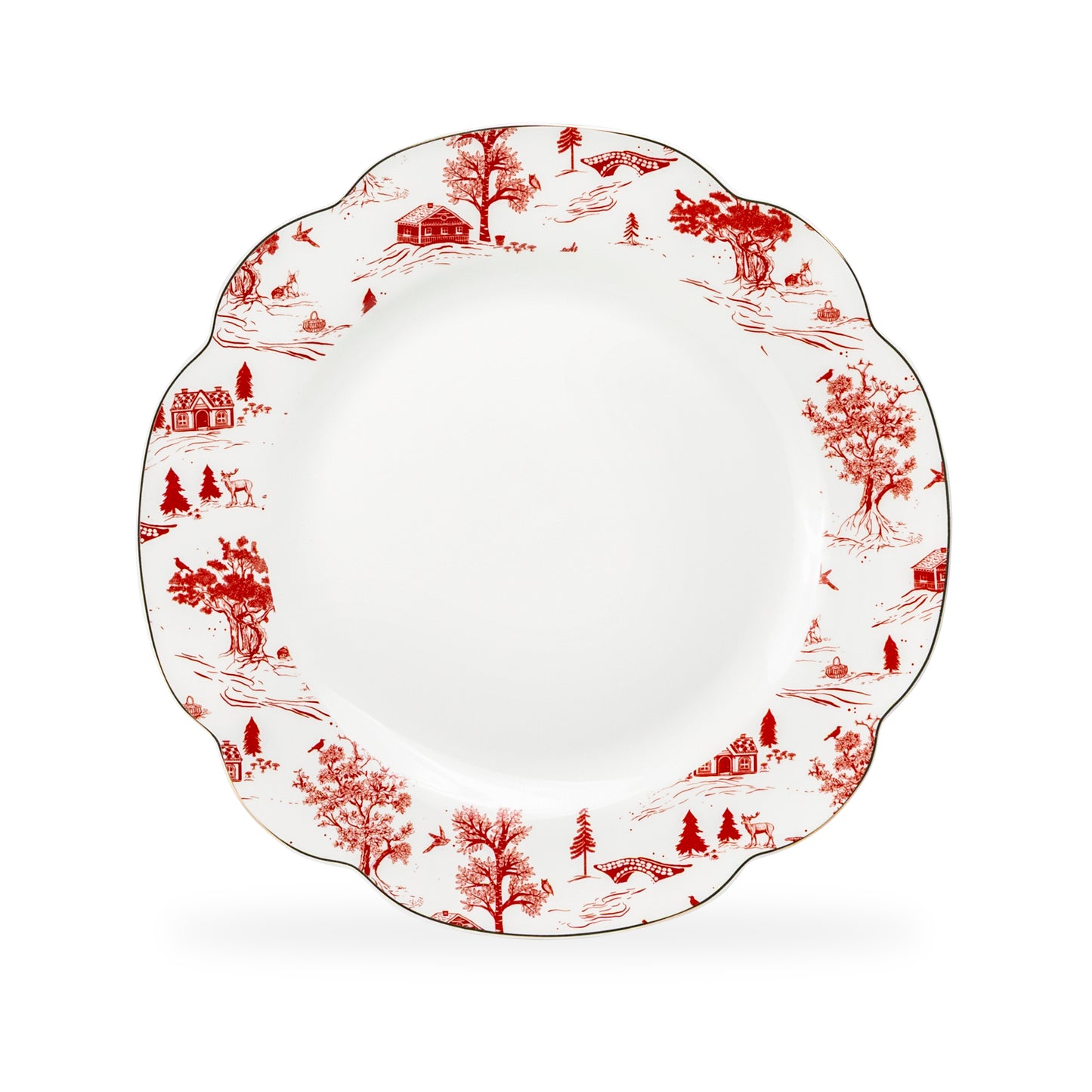 Red Village Fine Porcelain Dinner Plate