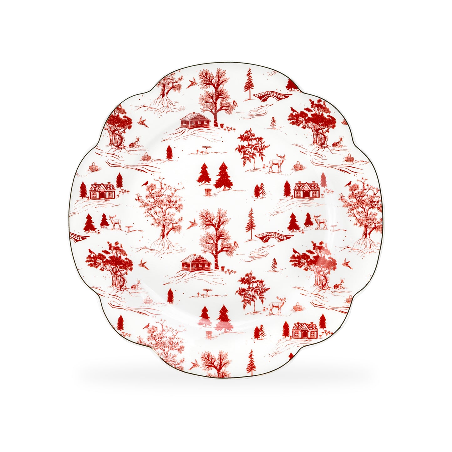 Red Village Fine Porcelain Dessert/Salad Plate