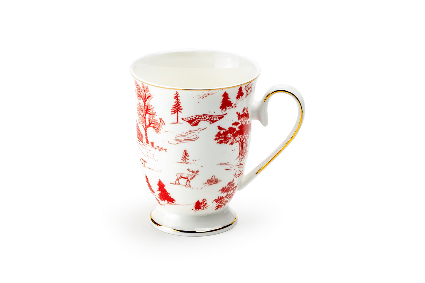 Red Village Fine Porcelain Footed Mug