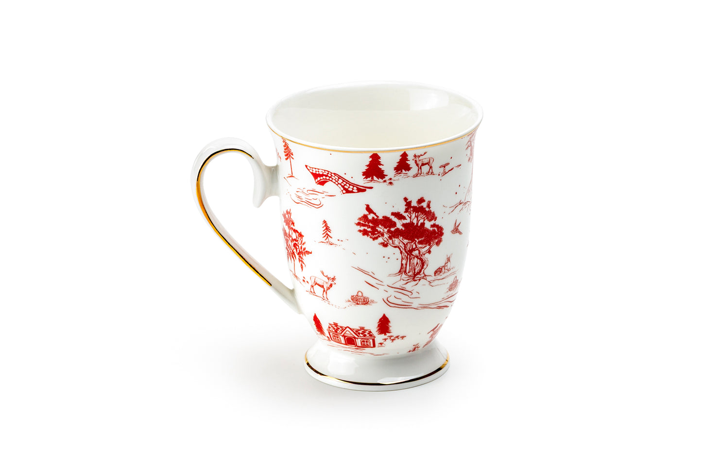 Red Village Fine Porcelain Footed Mug