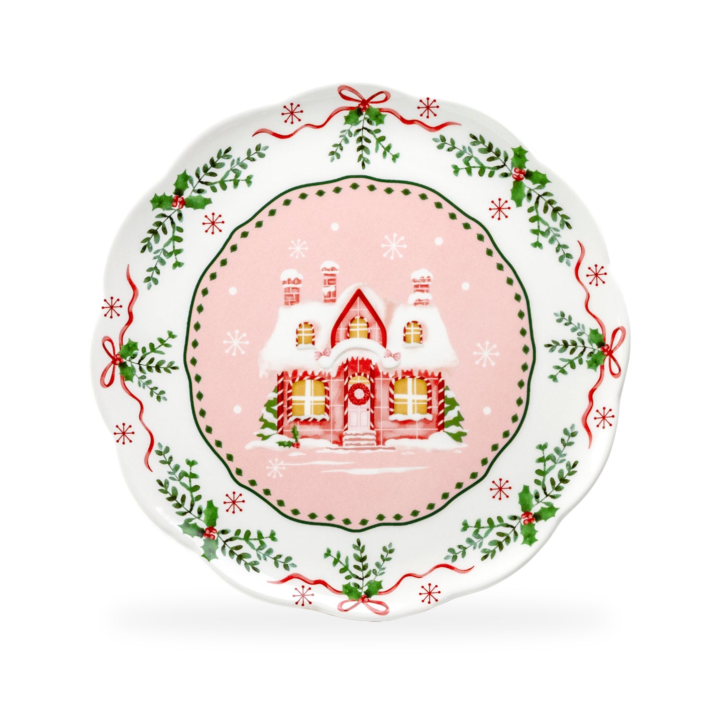 Christmas House Pink Dinner Plate