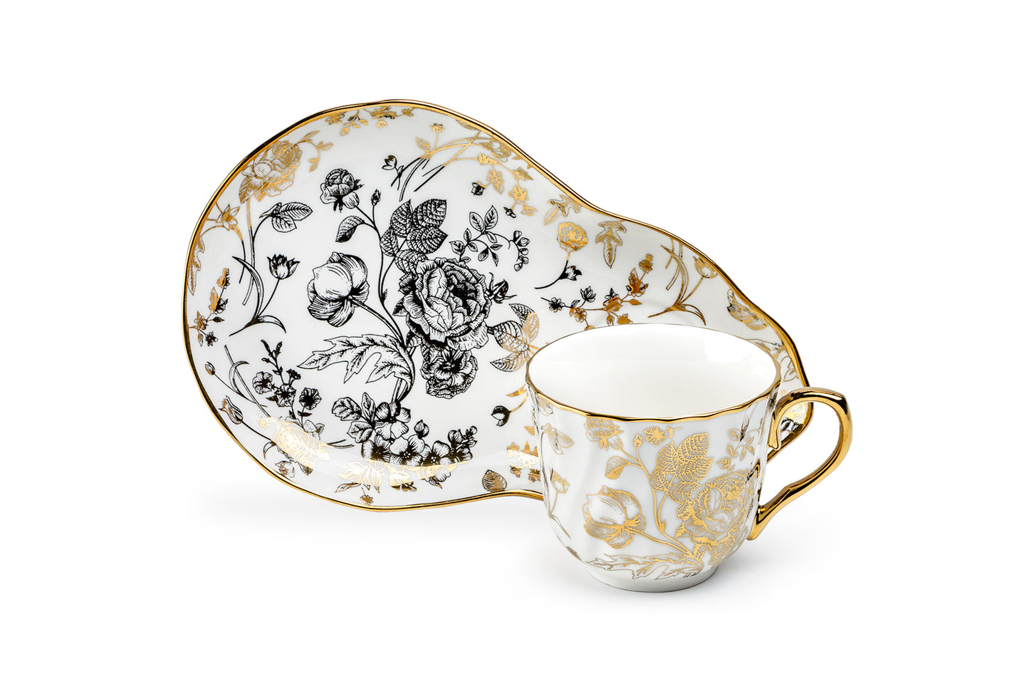 Golden Rose Fine Porcelain Tea Snack Set