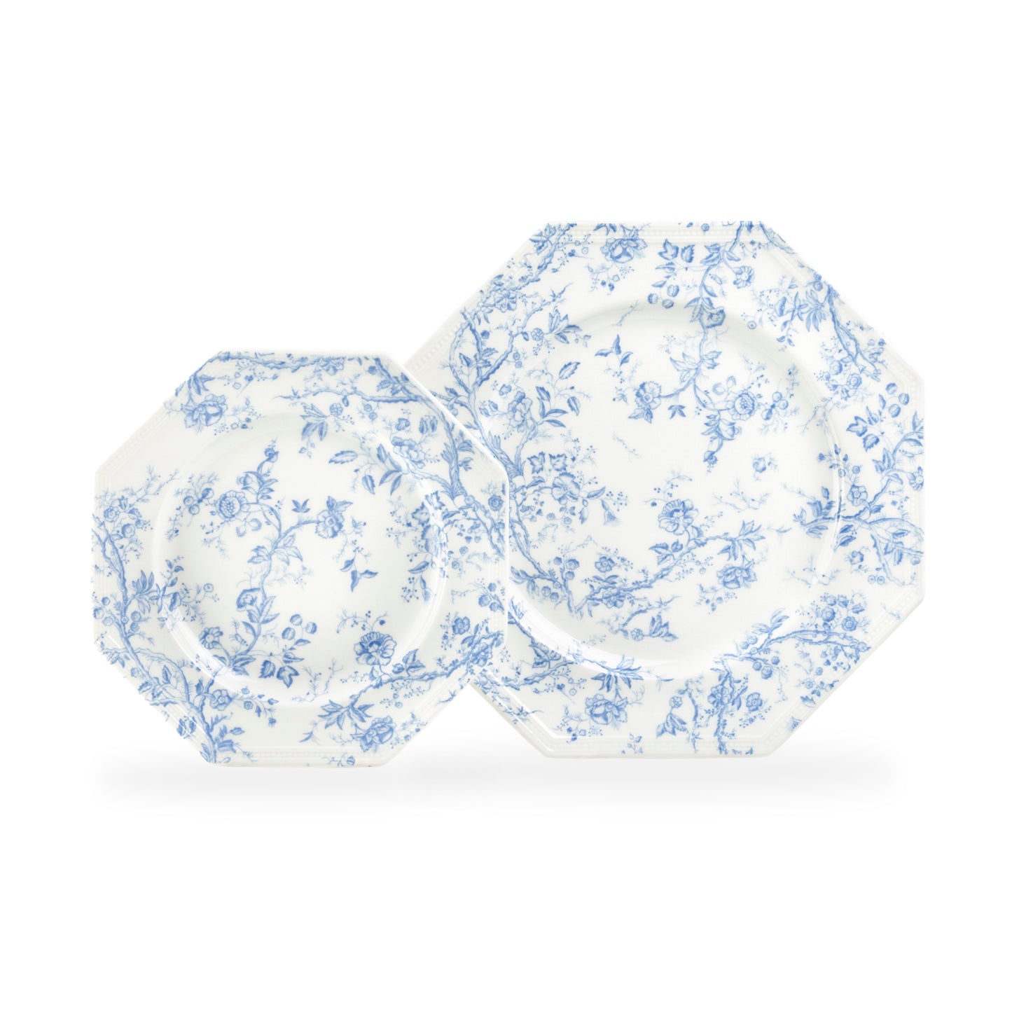 Blue Rose Octagonal Fine Porcelain Cup and Saucer
