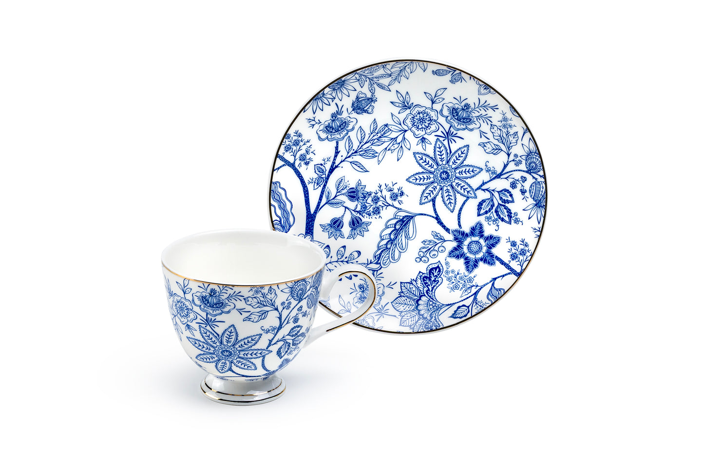 Blue Blossom Fine Porcelain Tea Cup and Saucer