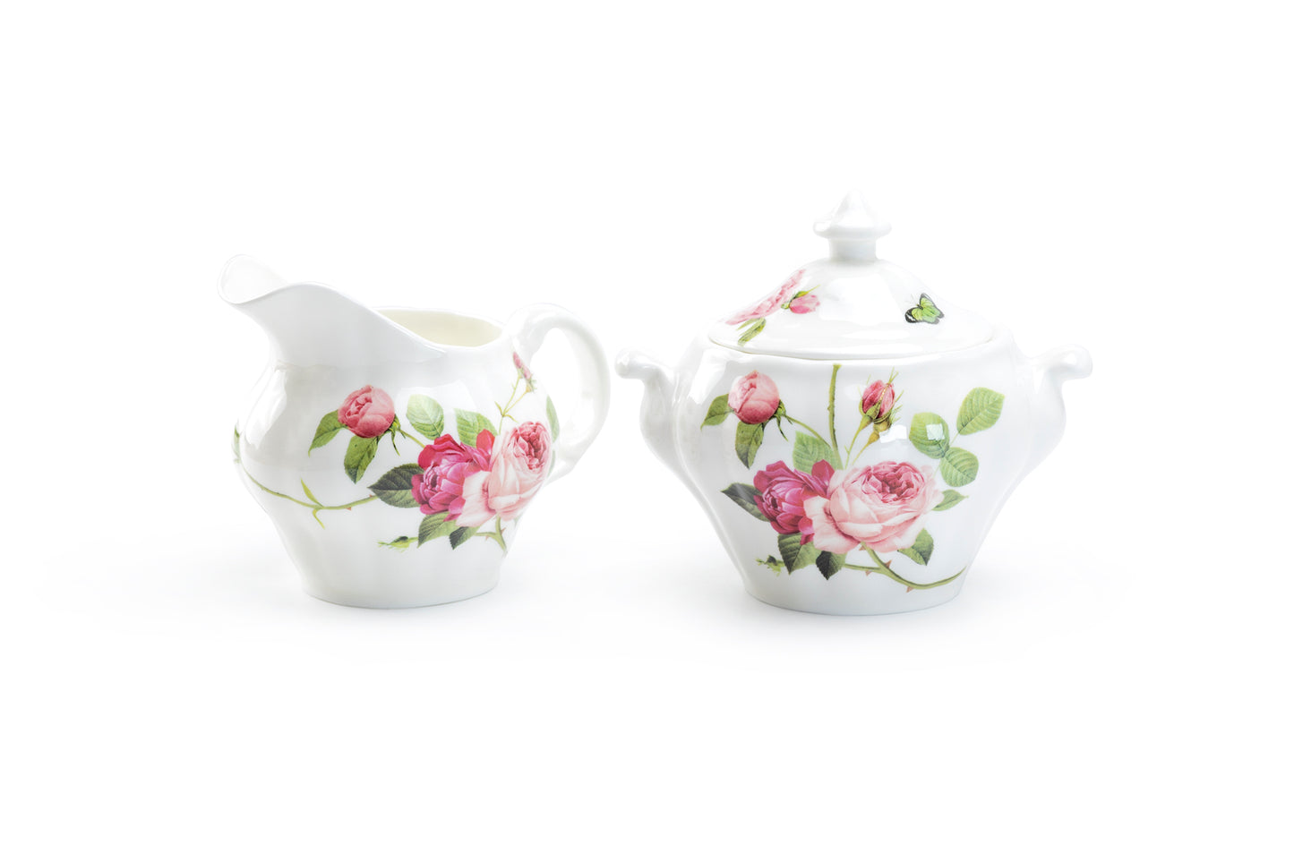 Kensington Pink Rose Bone China Sugar & Creamer Set