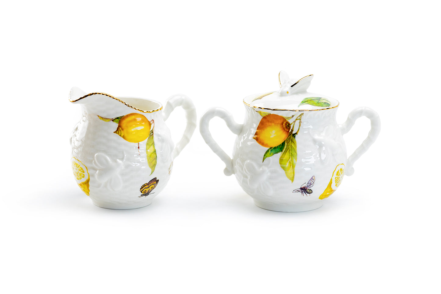 Lemon Bee Fine Porcelain Sugar & Creamer Set