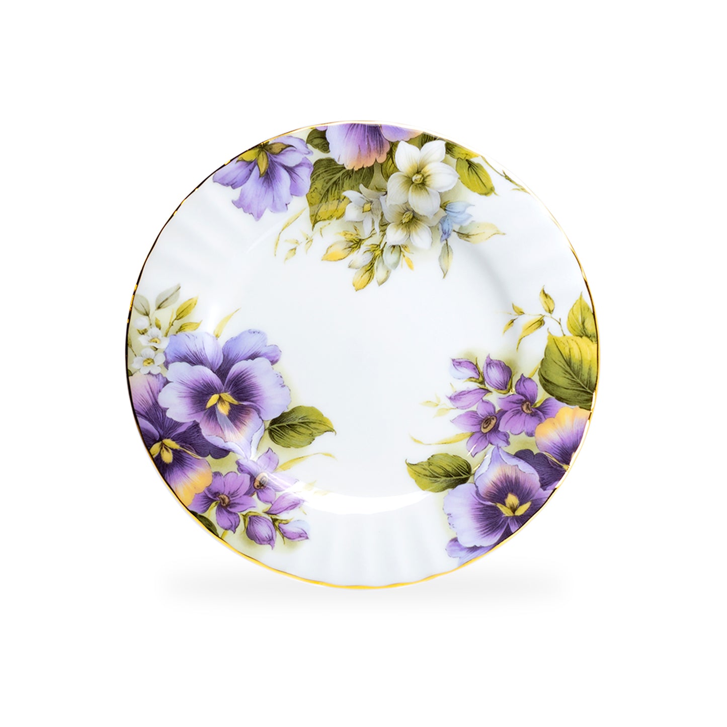 Purple Gold Pansy Bone China Tea Set