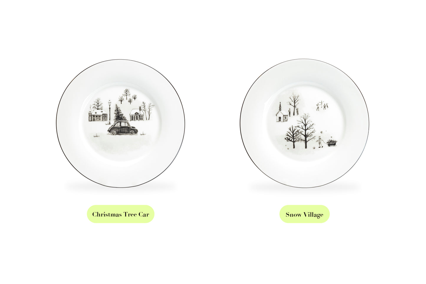 Winter Wonderland Snow Village Bone China Dessert Plate