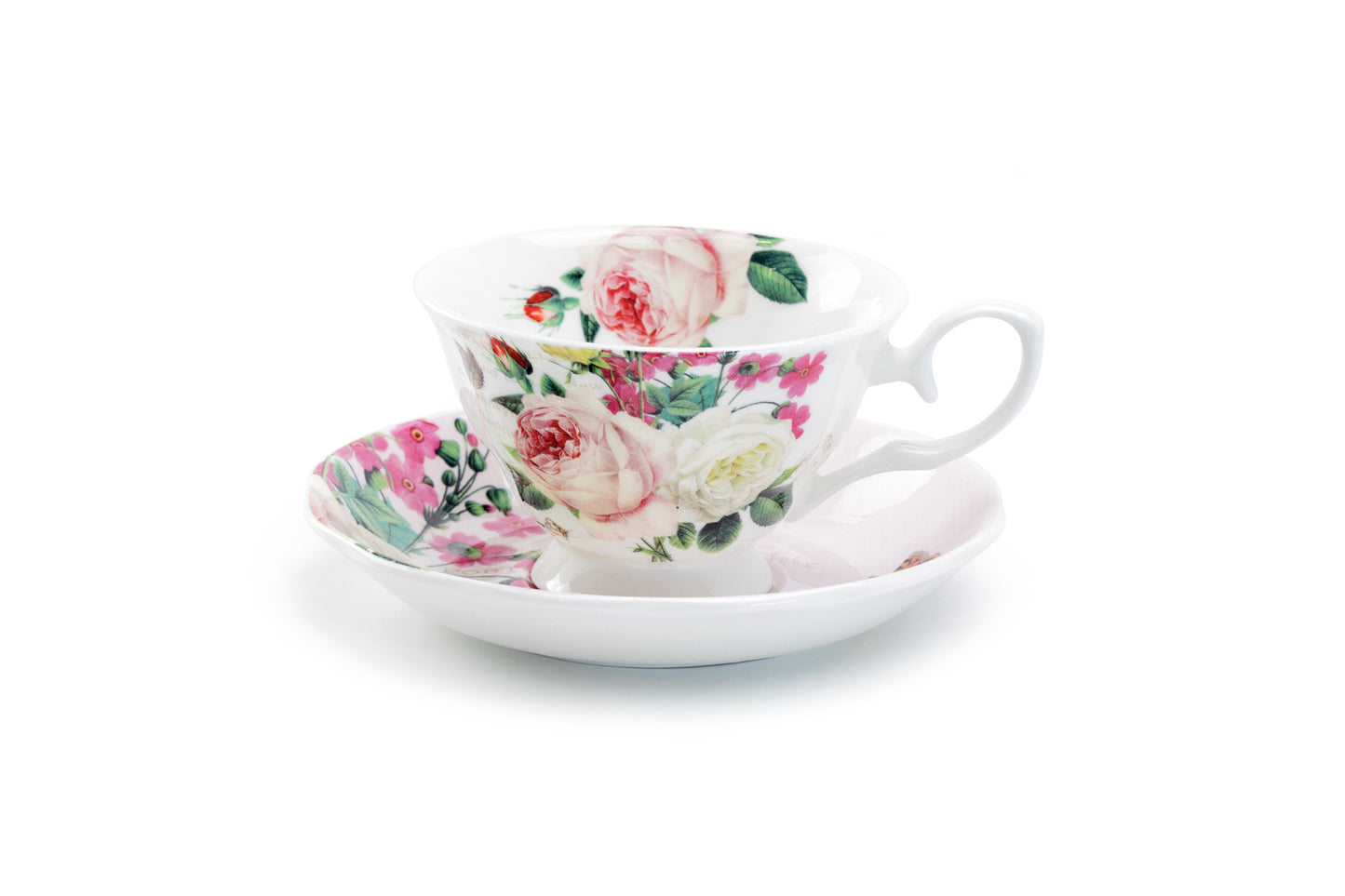 Liz's Rose Garden Bone China Tea Cup and Saucer