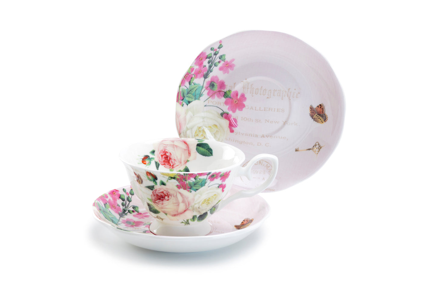 Liz's Rose Garden Bone China Tea Cup and Saucer