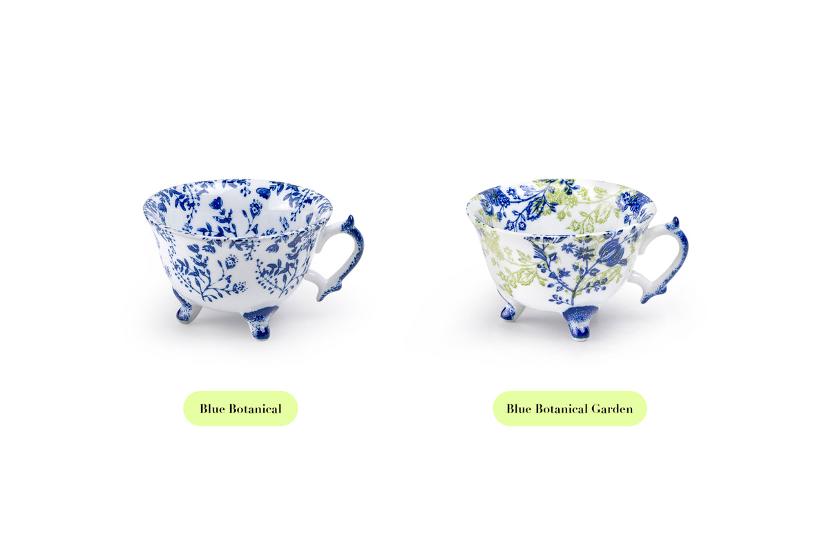 Blue Botanical Garden Three-Foot Fine Porcelain Cup