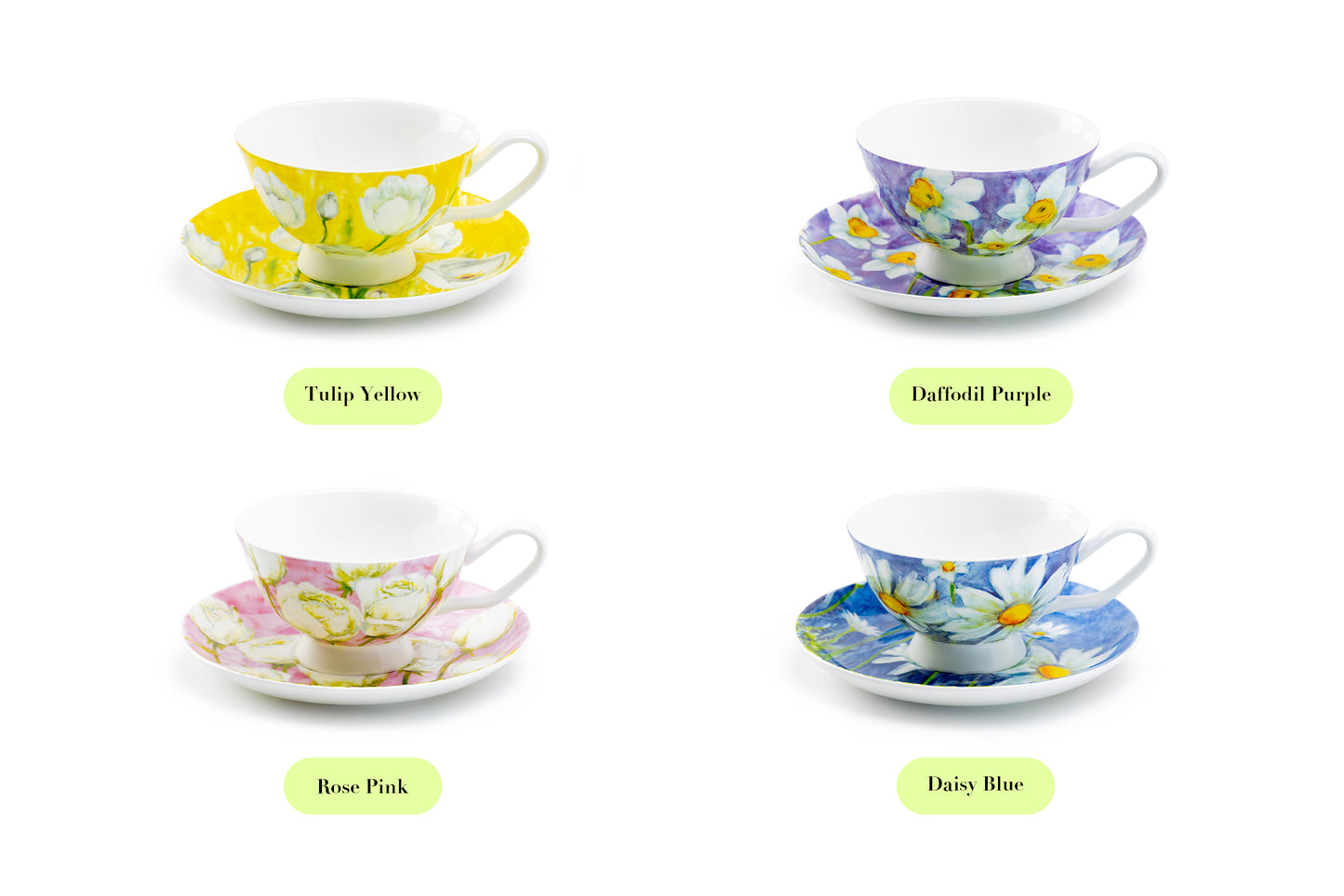 Daffodil Purple Bone China Cup and Saucer