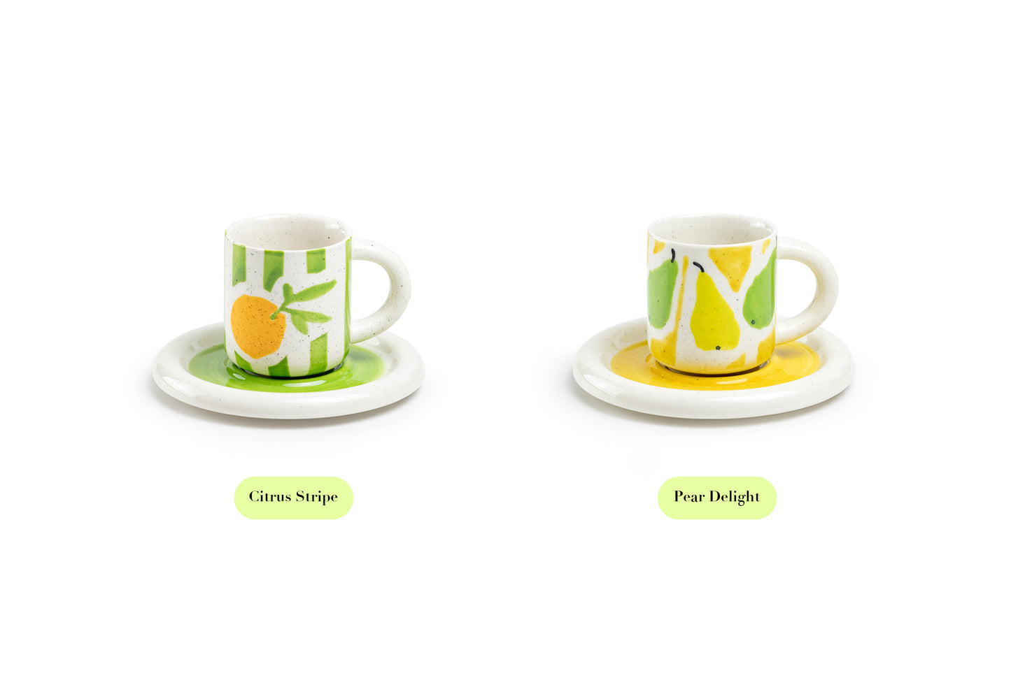 Citrus Stripe 4oz Demitasse Cup and Saucer