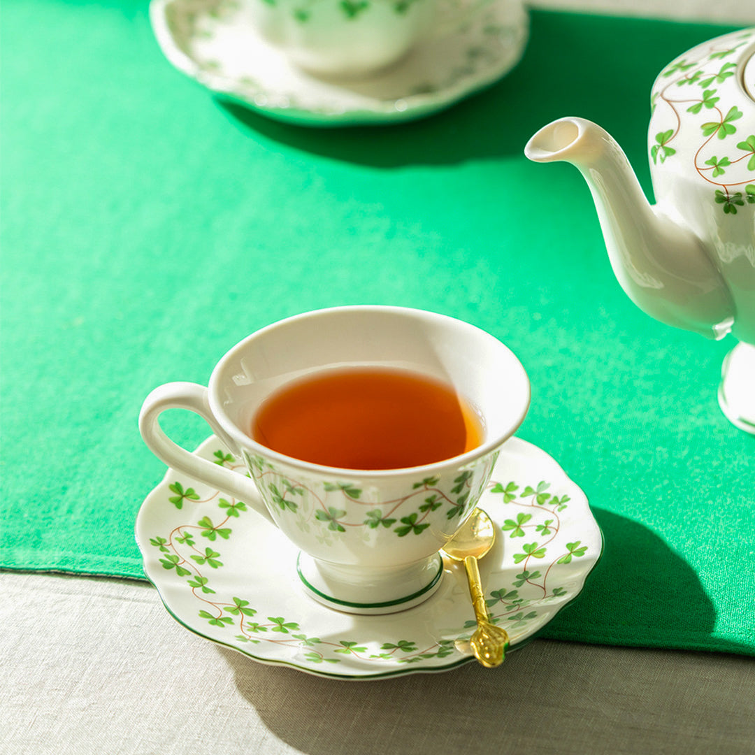 Shamrock Fine Porcelain Tulip Shape Tea Cup and Saucer