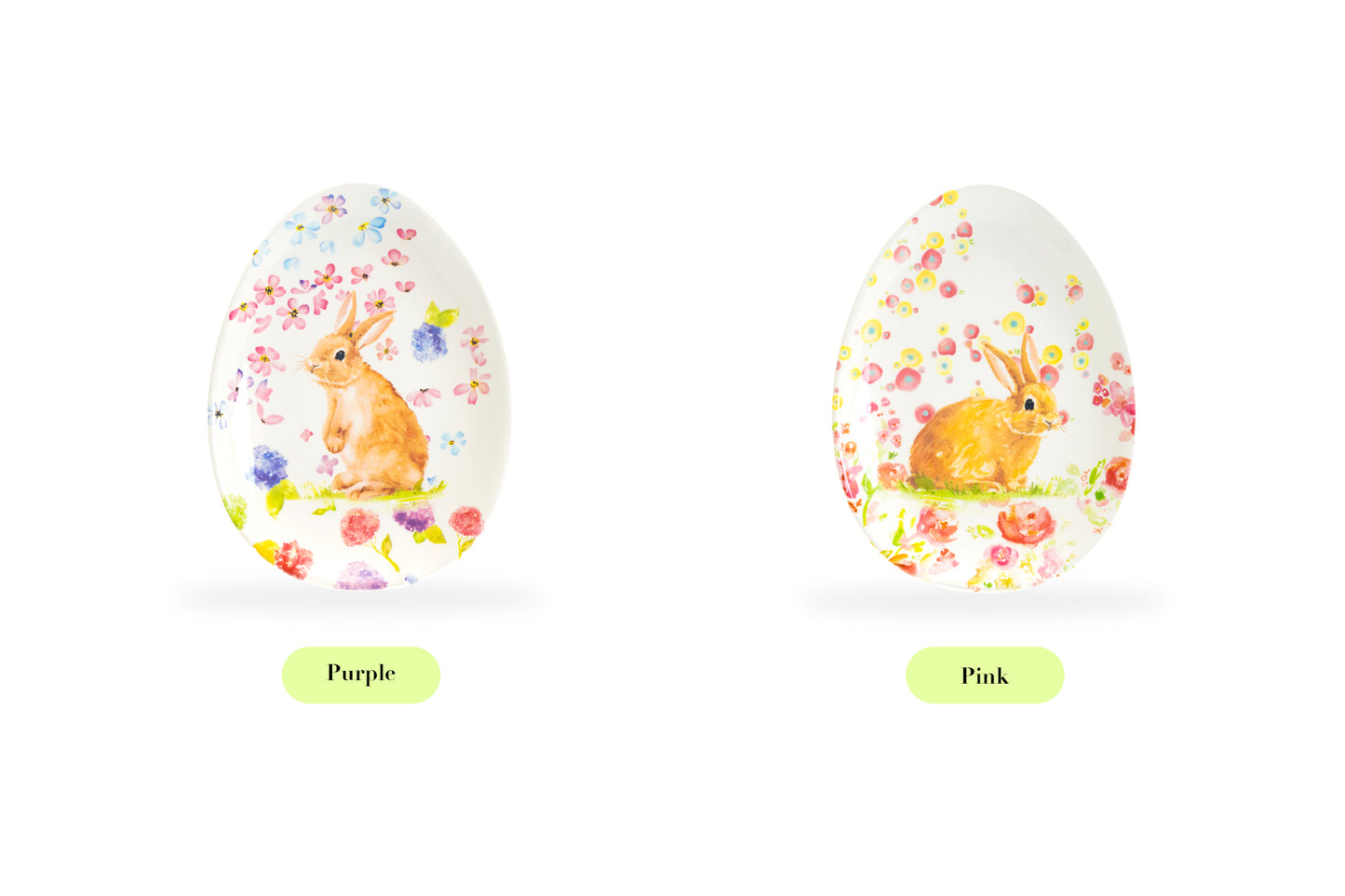 Spring Flowers Bunny Egg Shape Serving Dish