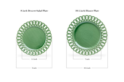 Green Heirloom Fine Porcelain Dinner Plate - 10.4"