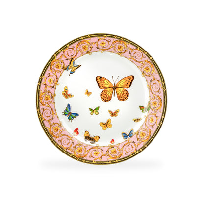 Butterflies with Pink Ornament Fine Porcelain Dessert Plate