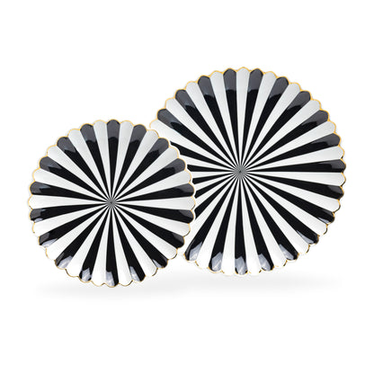Black and White Scallop Fine Porcelain Tea Cup and Saucer
