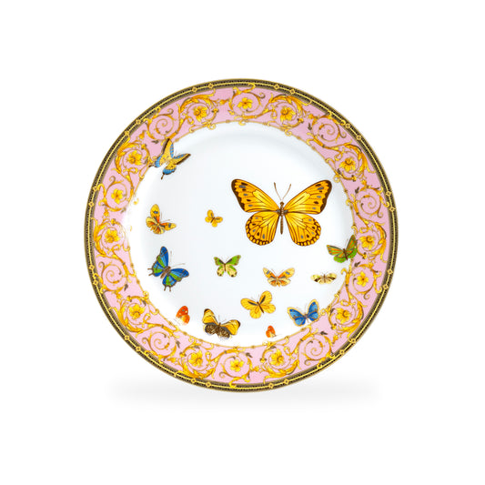 Butterflies with Pink Ornament Fine Porcelain Dessert Plate