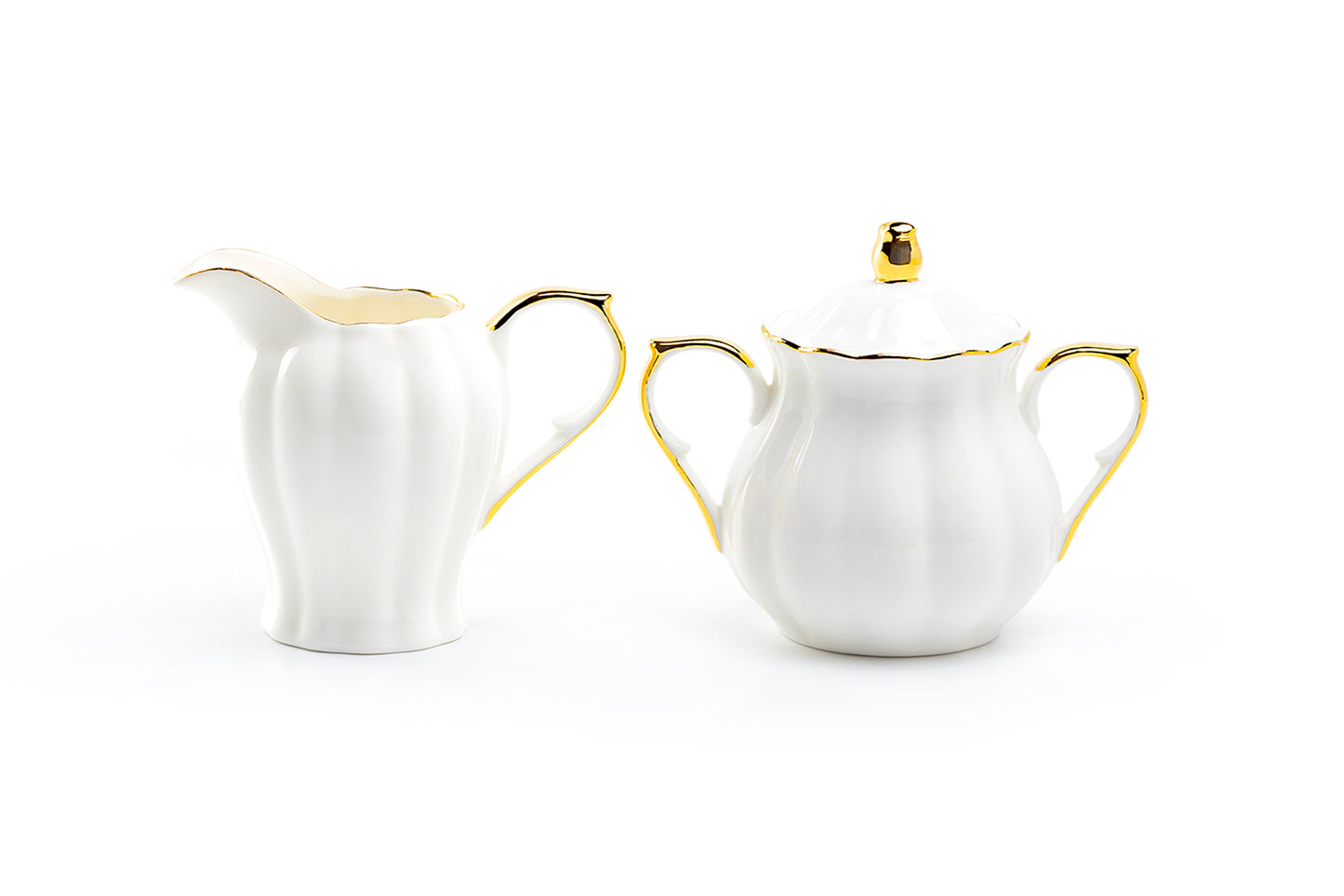 White Gold Scallop Fine Porcelain Sugar & Creamer Set