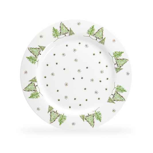 Christmas Pine Trees Fine Porcelain Dinner Plate