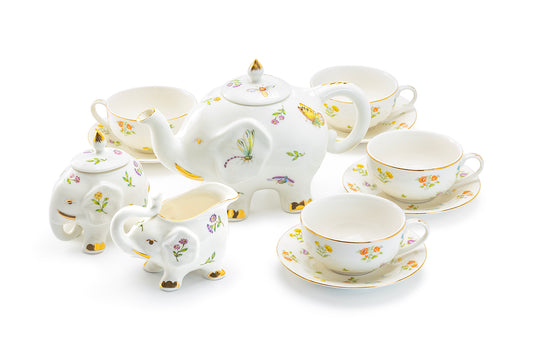 Summer Garden Elephant Fine Porcelain Tea Set
