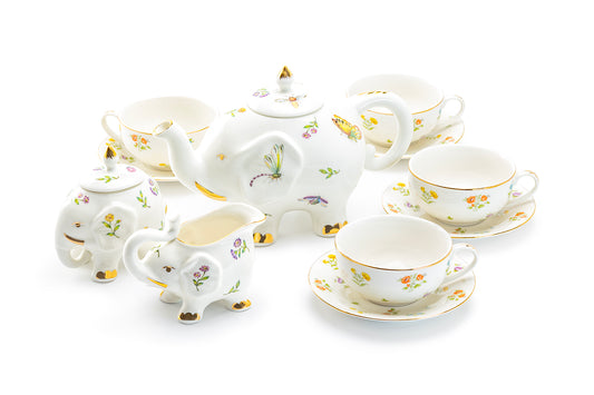 Summer Garden Elephant Fine Porcelain Tea Set