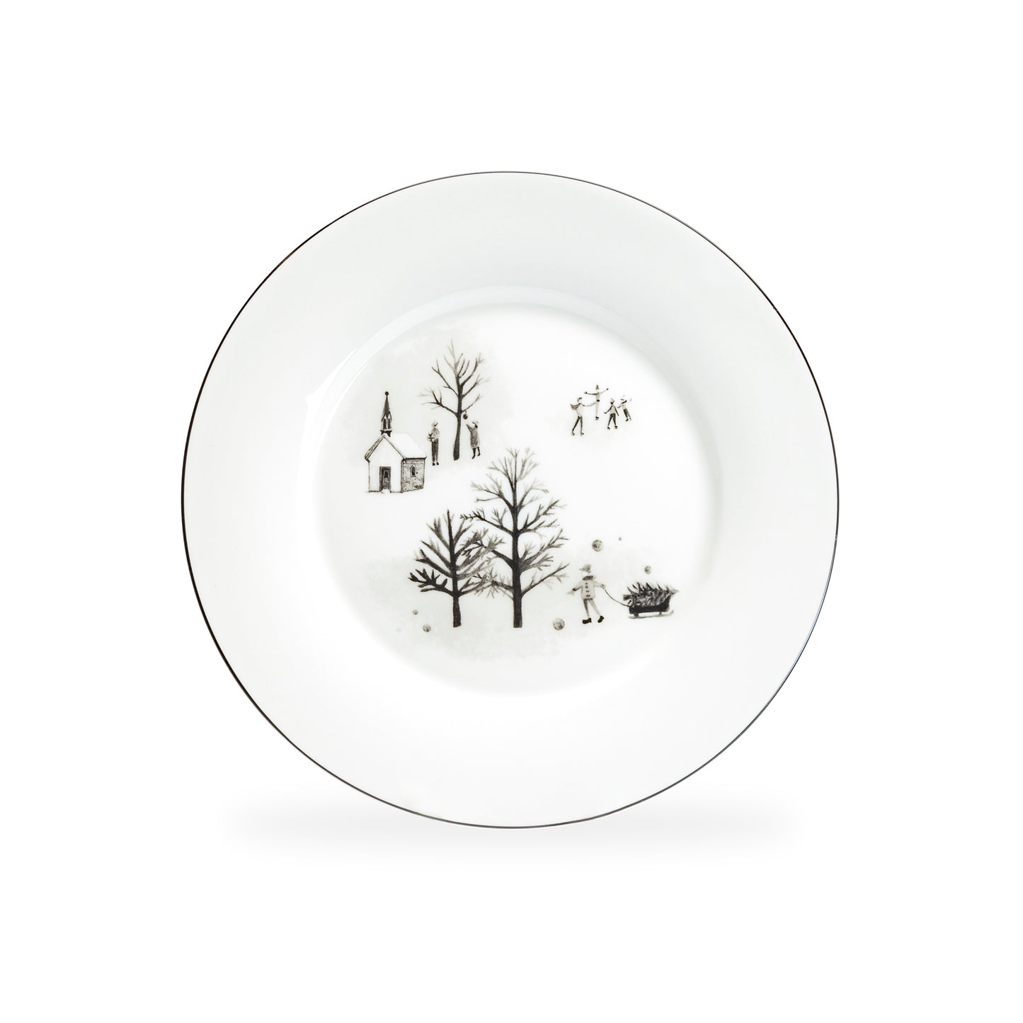 Winter Wonderland Snow Village Bone China Dessert Plate