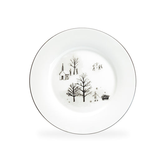 Winter Wonderland Snow Village Bone China Dessert Plate