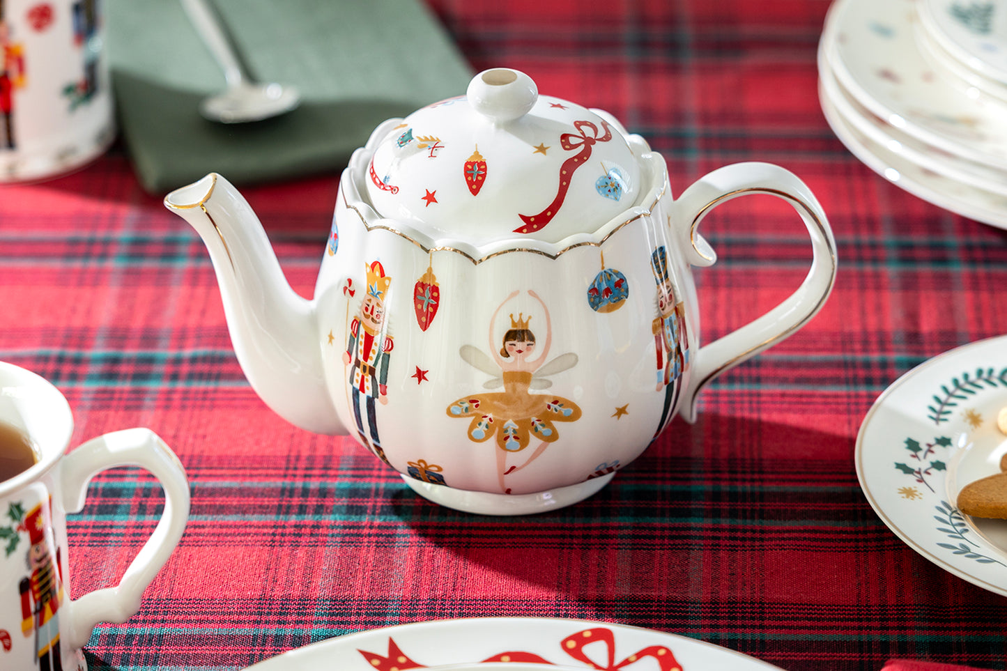 Nutcracker Wonderland Fine Porcelain Teapot