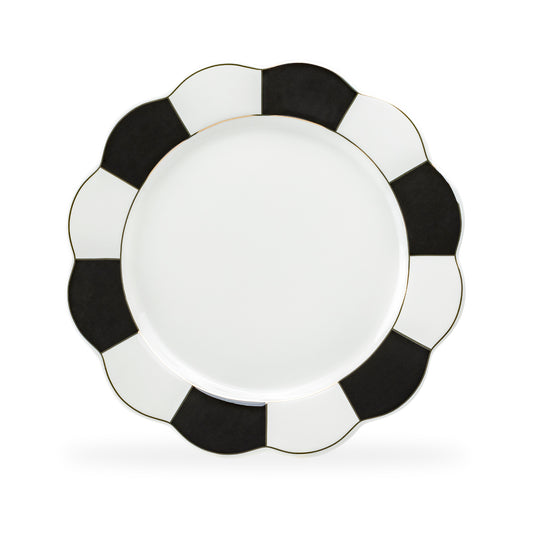 Black and White Scallop Fine Porcelain Dinner Plate