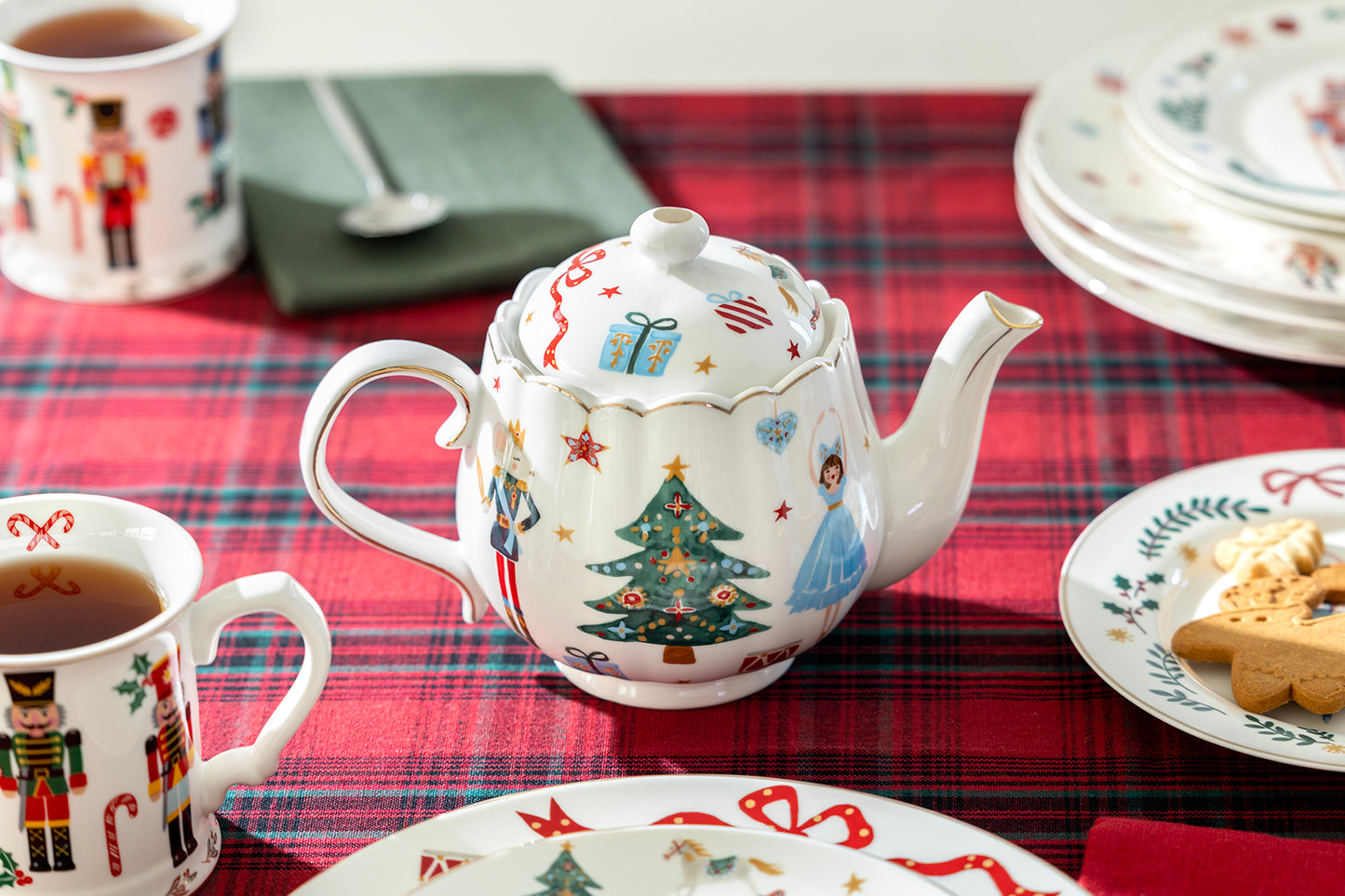 Nutcracker Wonderland Fine Porcelain Teapot