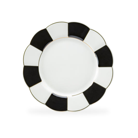 Black and White Scallop Fine Porcelain Dessert Plate