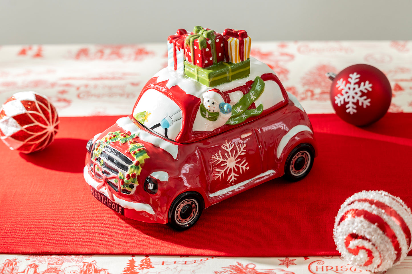 Holiday Snowman Presents Car Cookie Jar