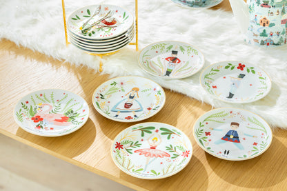 12 Days of Christmas Fine Porcelain Appetizer Plate Set - Metal Rack Version