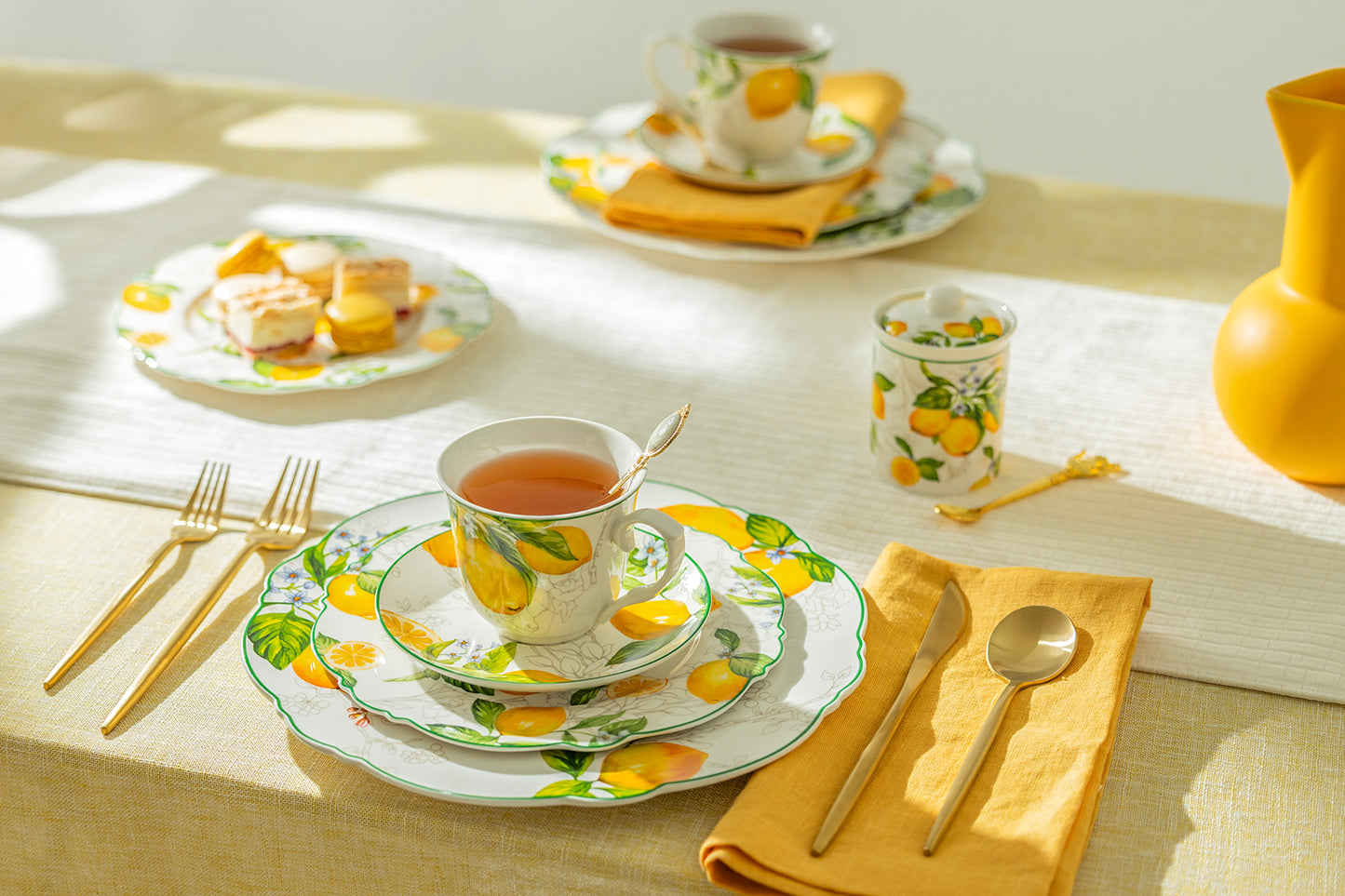Lemon Garden Fine Porcelain Tea Cup and Saucer