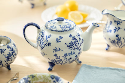 Blue Botanical Three-Foot Fine Porcelain Teapot