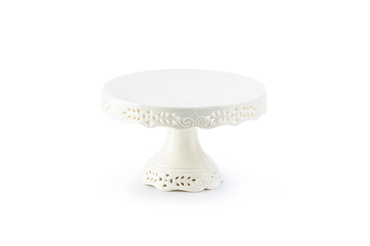 White Victorian Fine Porcelain 8" Cake Stand