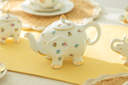 Floral Elephant Fine Porcelain Teapot