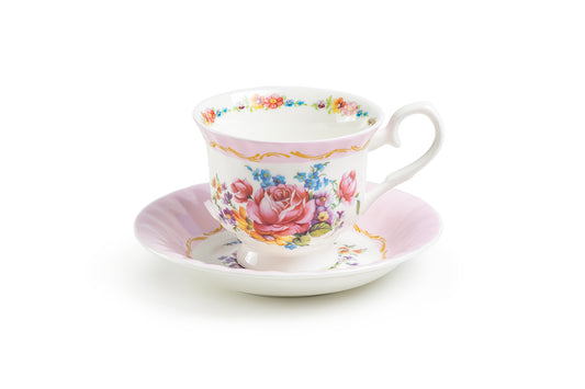 Marie Rose Pink Bone China Tea Cup and Saucer