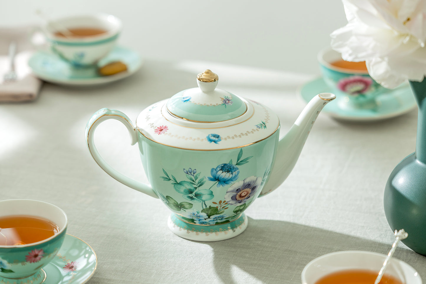 Mint Flower Garden Fine Porcelain Tea Set