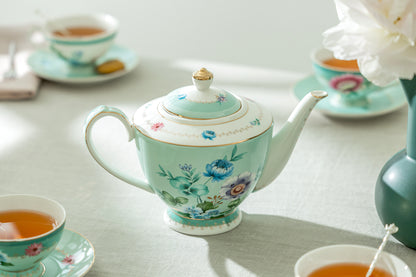 Mint Flower Garden Fine Porcelain Teapot