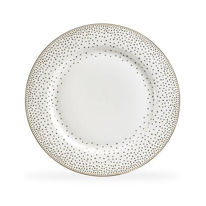 Gold Dots White Bone China Dinner Plate